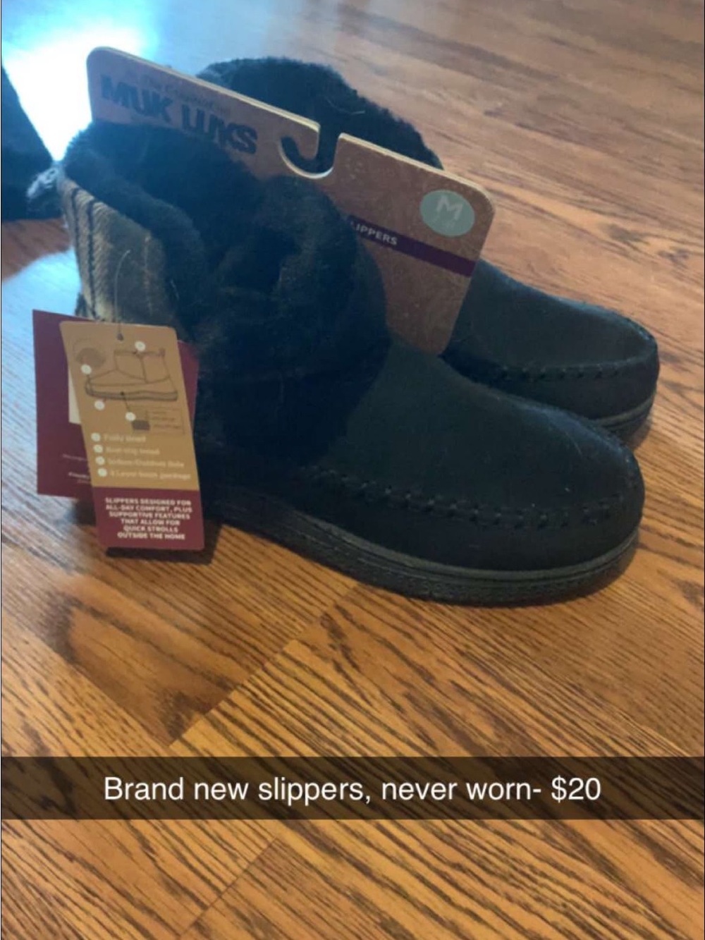 Muk Luks Women’s Black Fleece-Lined Slip-On Moccasins